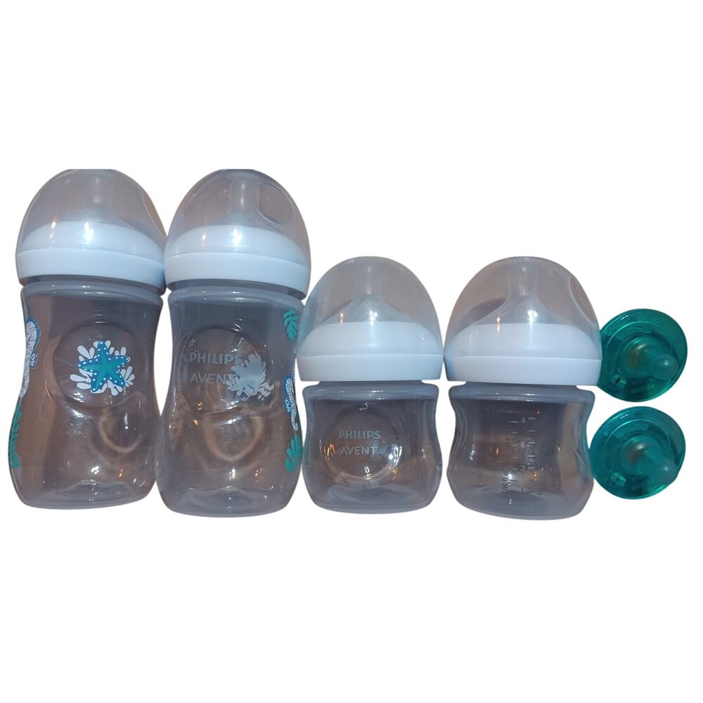 Philips (4) Avent Bottles 2 9 oz., 2 4 oz. & 2 Pacifiers (4 Total) NEW OPEN BOX